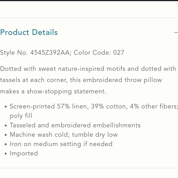 Anthropologie Tassled Perla Bird Pillow - Turquoise - Picture 5 of 14